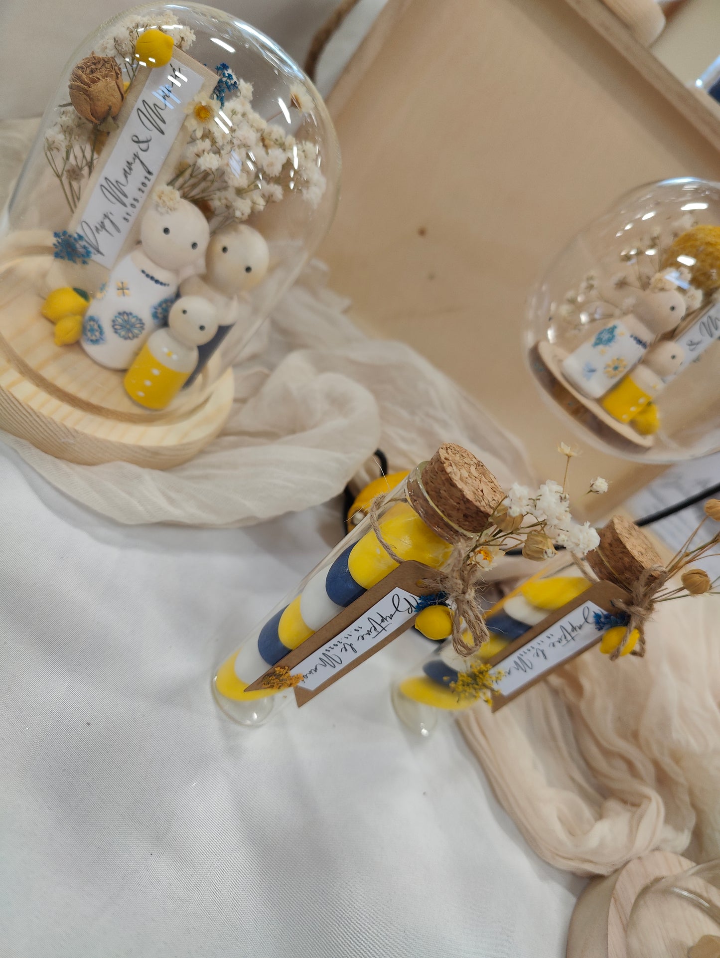 Éprouvette de dragées personnalisée • Dolce Vita Citron • Bleu Foncé/Jaune