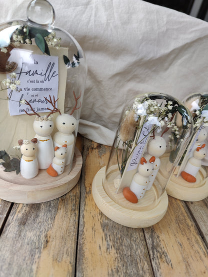 alt="Décoration thème forêt cloche en verre personnalisée SoElya – souvenir poétique et naturel"